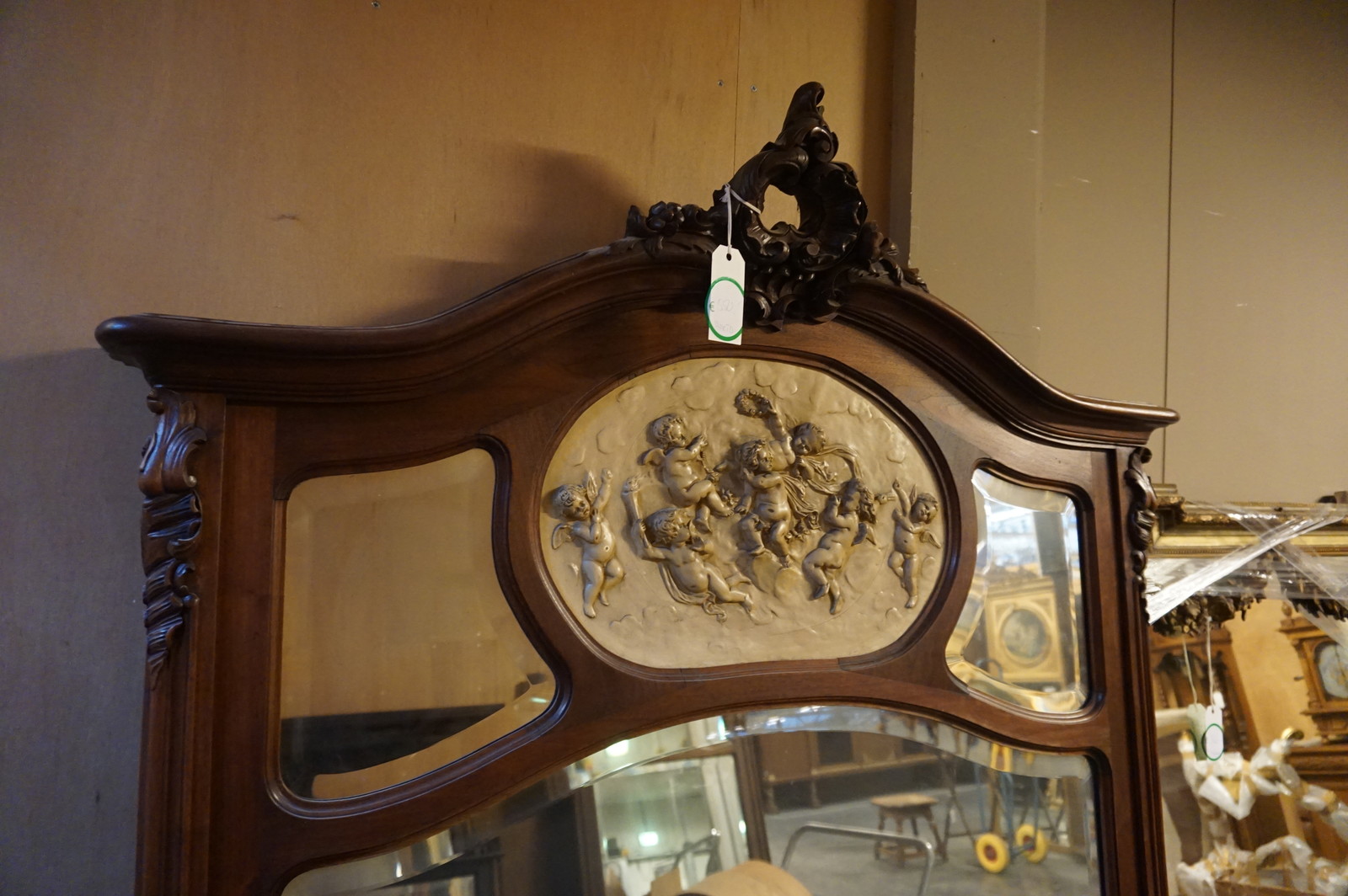 Louis XV style mirror in walnut frame