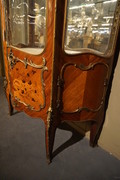 Louis XV style vitrine with marquetry 19th Century