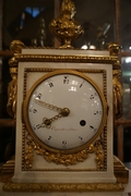 Louis XVI style Clock in gilded bronze and marble, France 18th C