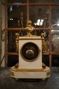 Louis XVI style Clock in gilded bronze and marble, France 18th C