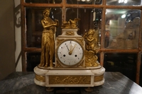 Louis XVI style Clock in gilded bronze and marble, France 18th C