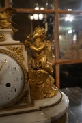 Louis XVI style Clock in gilded bronze and marble, France 18th C