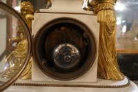 Louis XVI style Clock in gilded bronze and marble, France 18th C