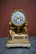 Louis XVI style Clock  in gilded bronze, France 2nd half 19th C.