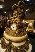 Louis XVI style Clock signed by Planchon in bronze and marble, France 19th century