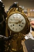 Louis XVI style mantelclock in bronze and marble, France 19th century