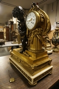 Louis XVI style mantelclock in bronze and marble, France 19th century