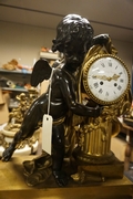 Louis XVI style mantelclock in bronze and marble, France 19th century