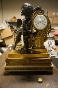 Louis XVI style mantelclock in bronze and marble, France 19th century