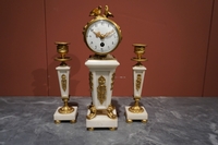 Louis XVI style Miniature clock set in bronze and marble, France 19th century