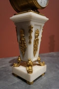 Louis XVI style Miniature clock set in bronze and marble, France 19th century