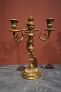 Louis XVI style Pair of candelabras in gilded bronze, France 19th century