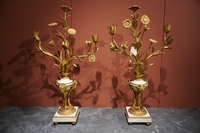 Louis XVI style Pair of candelabras in gilded bronze and marble, France 18th century