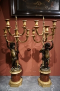 Louis XVI style Pair of candelabras in gilded bronze, France 19th century