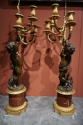 Louis XVI style Pair of candelabras in gilded bronze, France 19th century