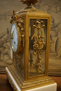 Louis XVI style bronze marble clock set 19th Century