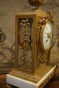 Louis XVI style bronze marble clock set 19th Century