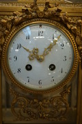 Louis XVI style bronze marble clock set 19th Century