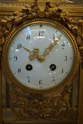 Louis XVI style bronze marble clock set 19th Century