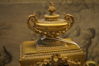 Louis XVI style bronze marble clock set 19th Century