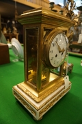 Louis XVI style table clock in bronze and marble, France 19th century