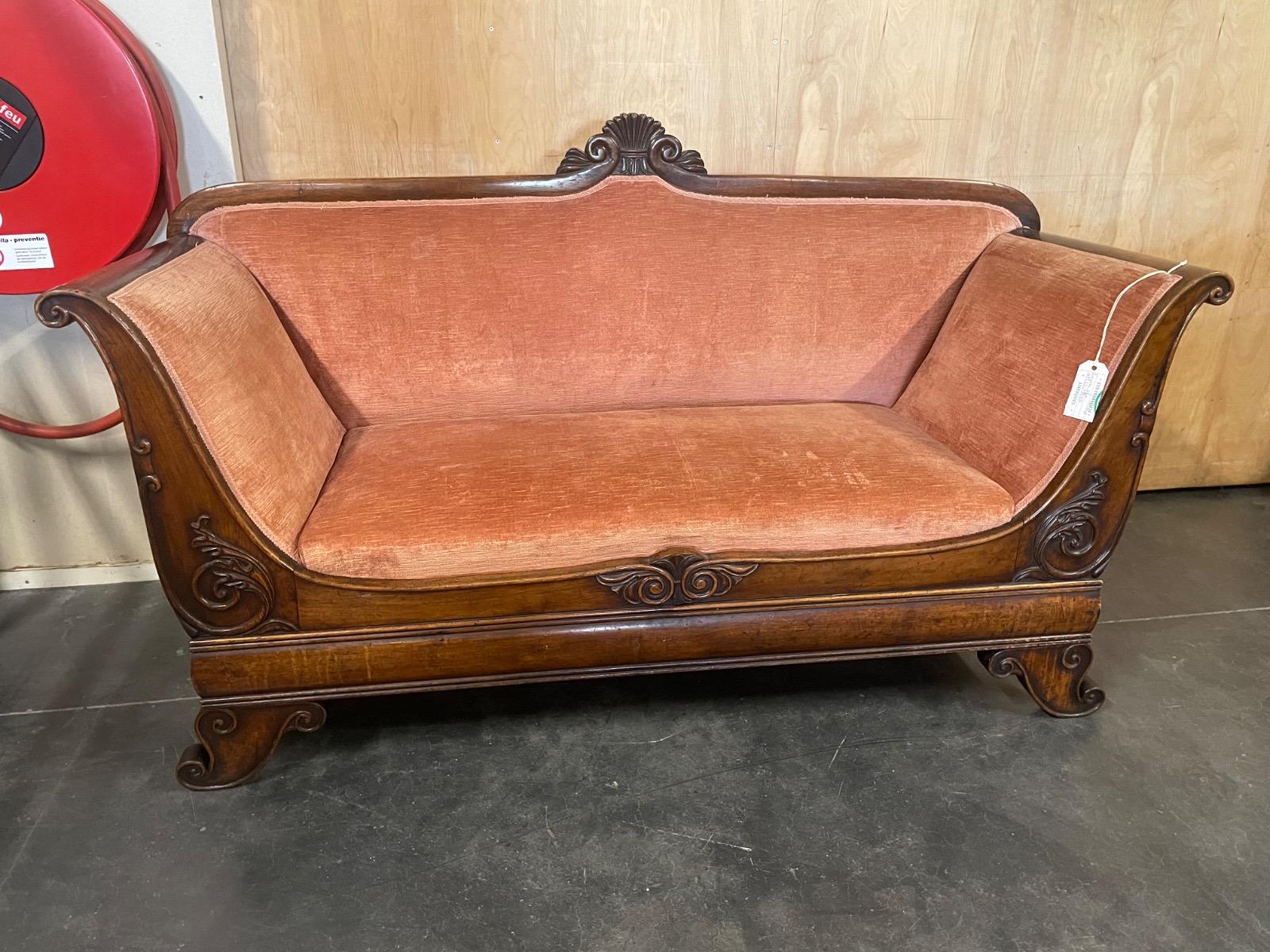 Mahogany Empire bench. 168x57x97H cm 
