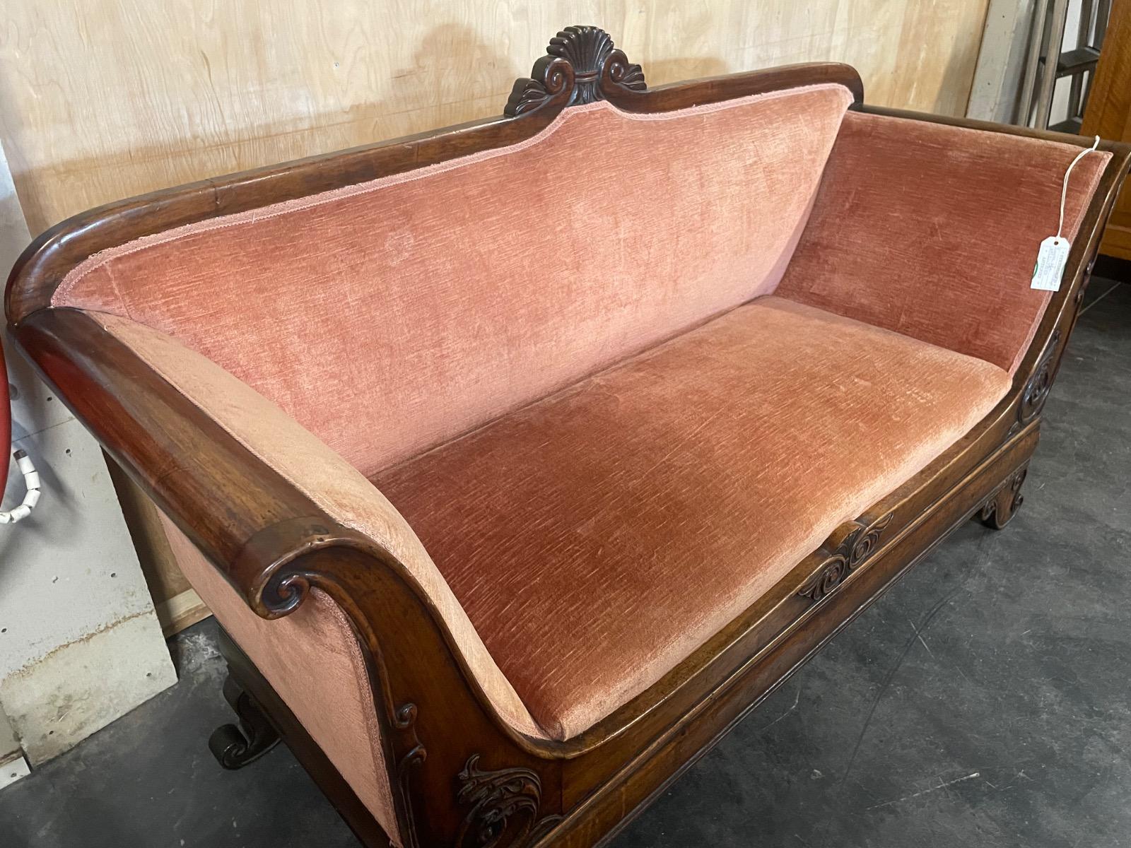 Mahogany Empire bench. 168x57x97H cm 