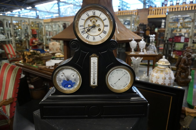 Marble clock with calender, barometer and therometer