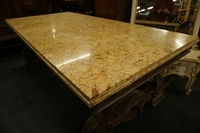 Marble top table in walnut , Italy Mid 20th century