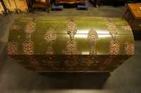 Metal studded painted trunk in oak early 19th C.