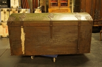 Metal studded painted trunk in oak early 19th C.