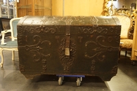 Metal studded trunk in oak, German early 19th C.