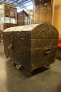 Metal studded trunk in oak, German early 19th C.