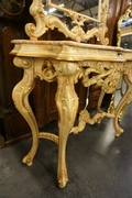 Mirror top console table in wood, Italy 2nd half 20th Century