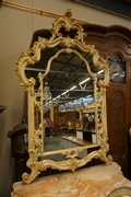 Mirror top console table in wood, Italy 2nd half 20th Century