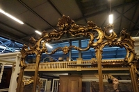 Mirror top console table in gilded wood, Italy first half 20th C.