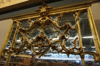 Mirror top console table in gilded wood, Italy early 20th C.