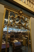 Mirror top console table in gilded wood, Italy early 20th C.