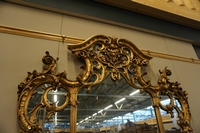 Mirror top console table in gilded wood, Italy early 20th C.