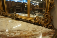 Mirror top console table in gilded wood, Italy early 20th C.