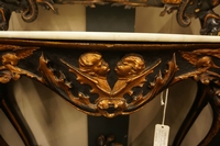 Mirror top console table in wood and plaster, Italy 19th Century