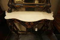 Mirror top console table in wood and plaster, Italy 19th Century