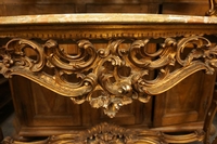 Mirror top console table in wood, Italy first half 20th century