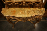 Mirror top console table in wood, Italy first half 20th century