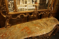 Mirror top console table in wood, Italy first half 20th century