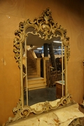 Mirror top console table in wood, Italy 20th century