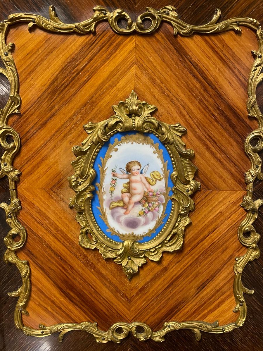 Napoleon III bonheur du jour with porcelain plaques, 78x50x132H cm