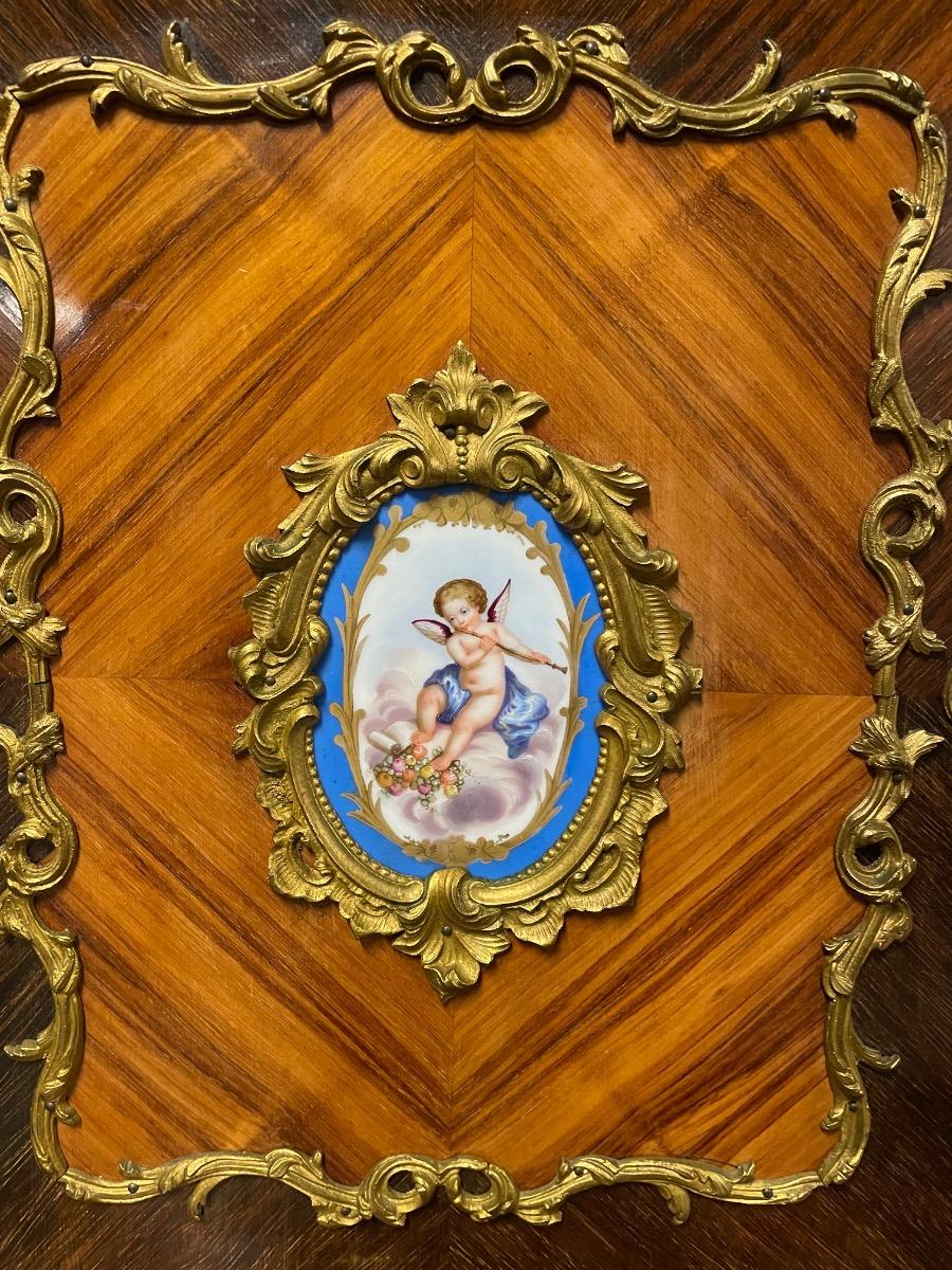Napoleon III bonheur du jour with porcelain plaques, 78x50x132H cm