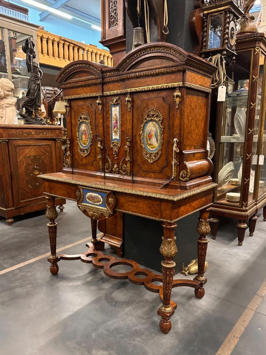 Napoleon III Desk with Porcelain, 106x49x143h cm