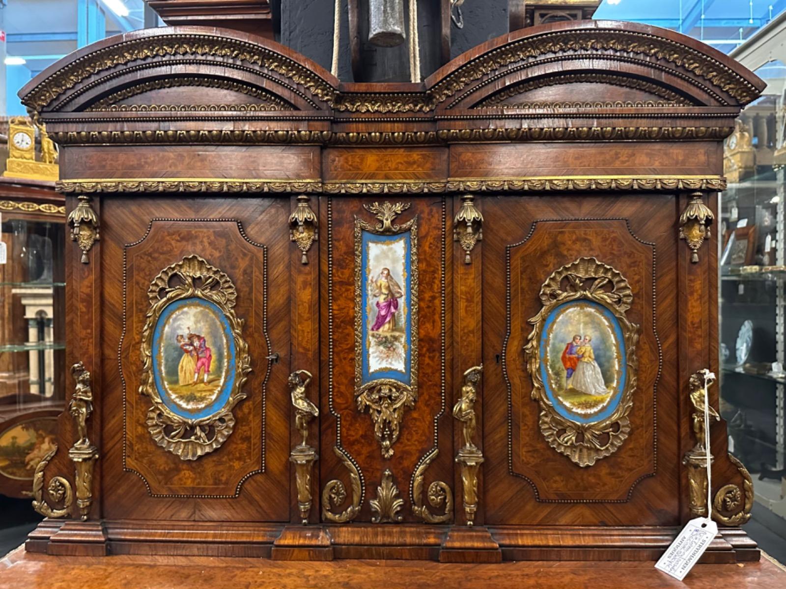 Napoleon III Desk with Porcelain, 106x49x143h cm